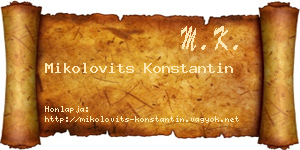 Mikolovits Konstantin névjegykártya